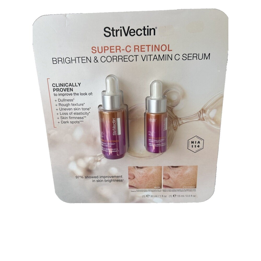 StriVectin Super-C Retinol Vitamin C Retinol Face Serum Duo Set 1oz + 0.5oz NEW